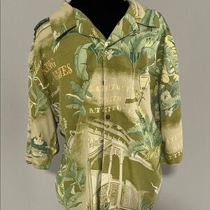Tommy Bahama Olive and Cream Tropical Shirt